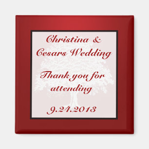 2"x2" Announcement Magnet White Tree Red Black Str