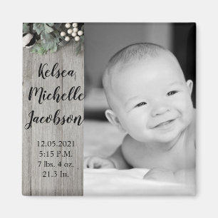 2"x2" Birth Announcement Magnet Cotton Plant Berri