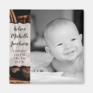 2"x2" Birth Announcement Magnet Cowboy Boots Barn