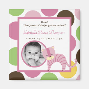 2"x2" Birth Announcement Magnet Jungle Queen