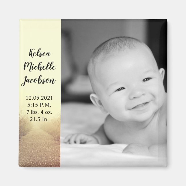 2"x2" Birth Announcement Magnet Sunrise Pathway Wa (Front)