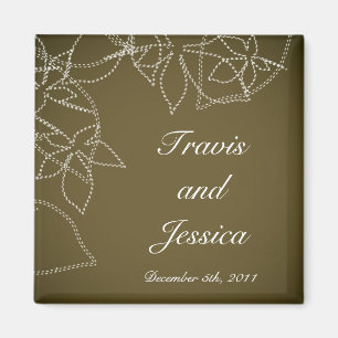 2"x2" Favour Magnet Autumn Floral Fall Leaves Brow