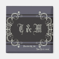2"x2" Favour Magnet Black Tie Affair Filigree