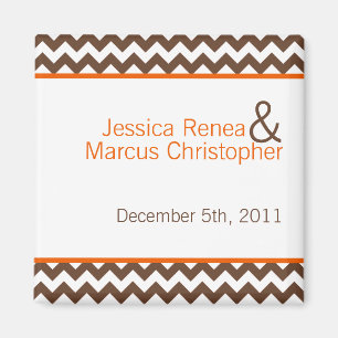 2"x2" Favour Magnet Brown Orange Chevron Name