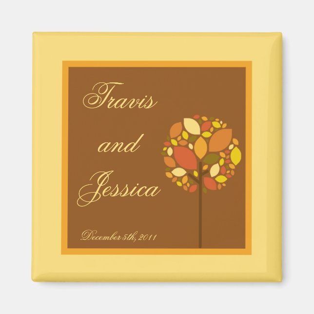 2"x2" Favour Magnet Modern Autumn Tree Fall Foliag (Front)
