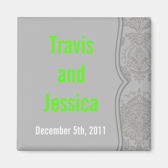 2"x2" Favour Magnet Modern Grey Damask Lace Print (Front)