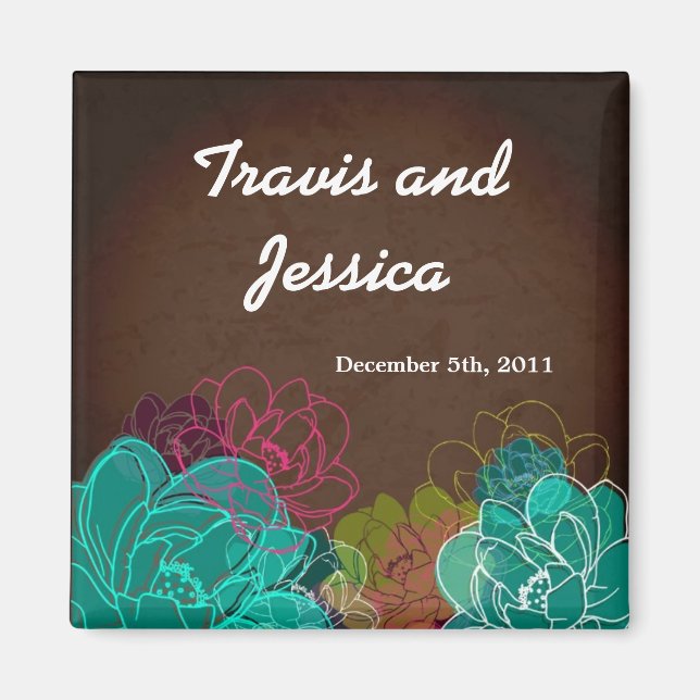 2"x2" Favour Magnet Neon Spring Floral Flower Blos (Front)