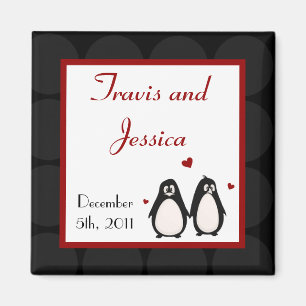 2"x2" Favour Magnet Penguin Love Couple Mate for L