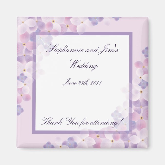 2"x2" Favour Magnet Purple Hydrangea (Front)