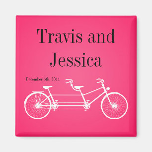 2"x2" Favour Magnet Whimsical Hot Pink Double Bike