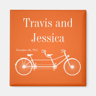 2"x2" Favour Magnet Whimsical Orange Double Bike