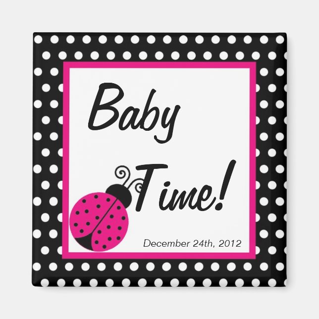 2"x2" Magnet Favour Black Spring Time Lady Bug (Front)
