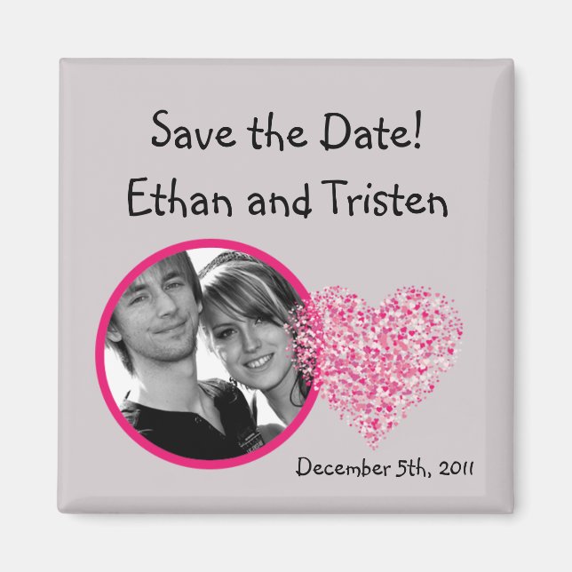 2"x2" Save the Date Magnet Pink Floral Petals Flow (Front)