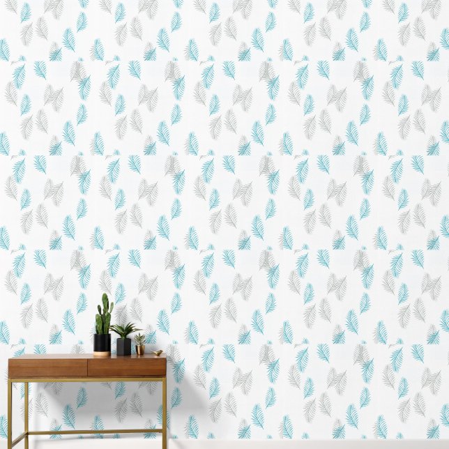 2' x 12' Boho Style Leaves Patterned Textured  Wallpaper (Hallway)