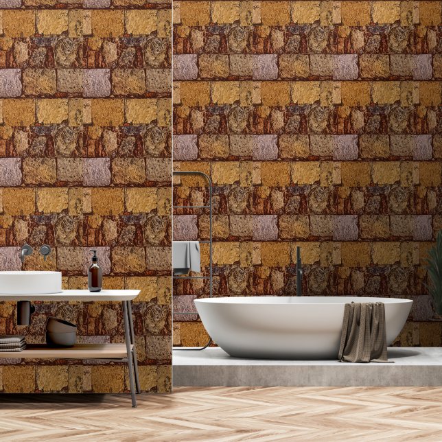 2' x 12' Brick Patterned Textured Vinyl Wallpaper  (Bathroom)