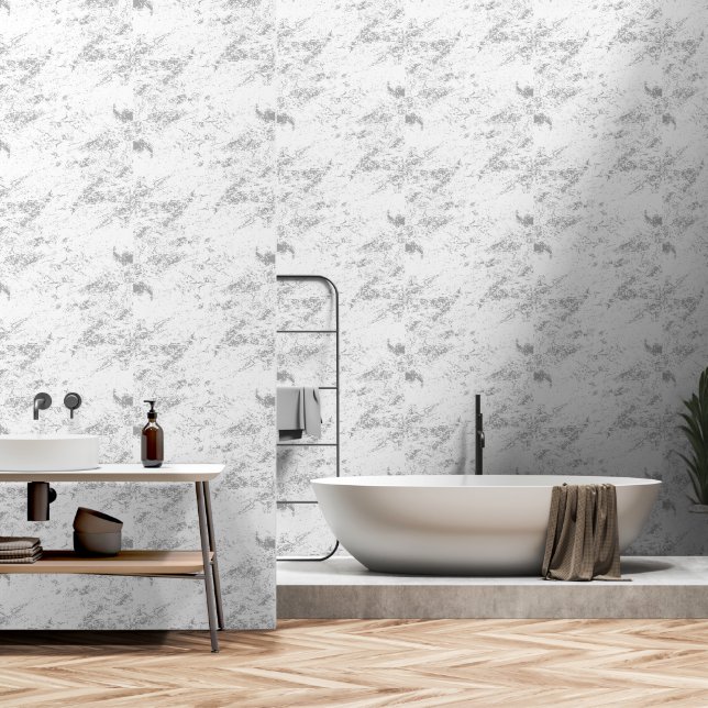2' x 12' Grey Splattered Grunge Textured Vinyl  Wallpaper (Bathroom)