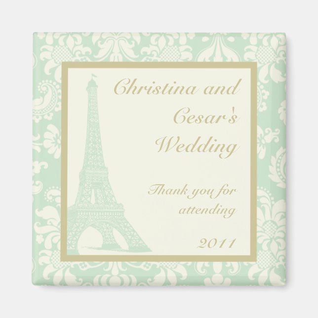 2"x 2" Announcement Magnet Damask Paris (Front)