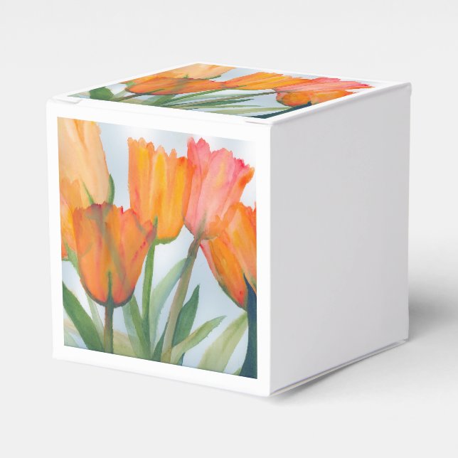 2 x 2 Orange Tulip Favour Box (Front Side)