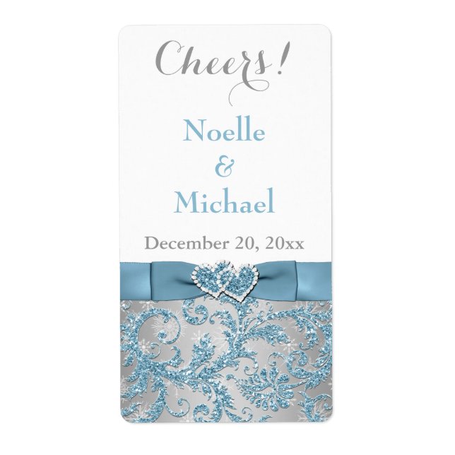 2” x 3.75” Winter Wonderland Wedding Wine Label (Front)