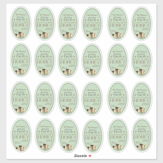 2" x 3" Oval Backyard Bees Hives Little Bees Green (Sheet)