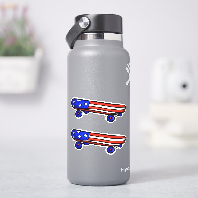 2 x 4th July Skateboard  4" Kiss Cut Vinyl Sticker (HydroFlask)