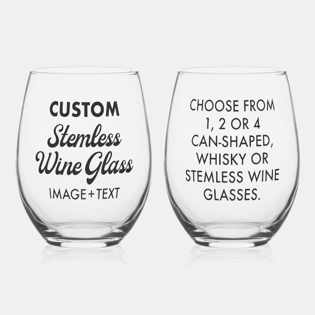 2 x Custom Personalised Stemless Wine Glass 16oz (Front)
