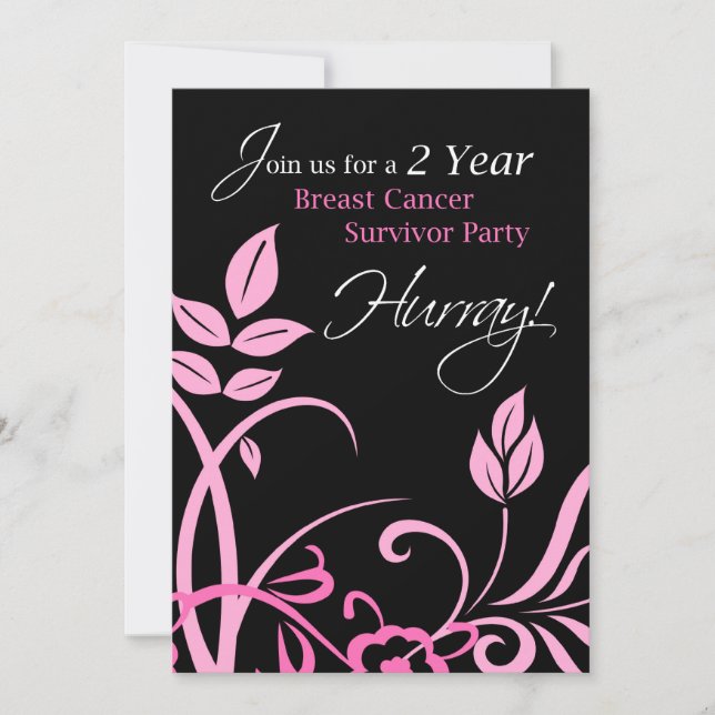 2 Year Breast Cancer Survivor Party Invitation (Front)