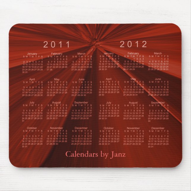 2 Year Calendar  2011-2012 Mouse Mat (Front)