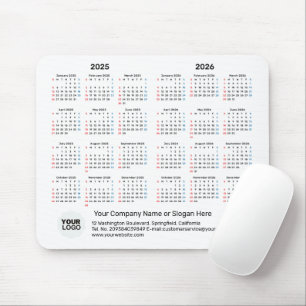 2 Year Calendar 2025 - 2026 Corporate Gift SUNDAY Mouse Mat