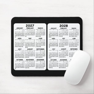 2 Year Calendar - year view 2027 2028 Mouse Mat