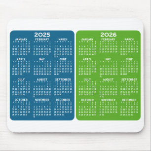 2 Year Calendar - year view blue green Mouse Mat