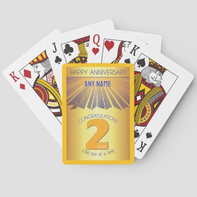 2 Year | Golden Ray 12 Step CUSTOM NAME Playing Cards (Back)