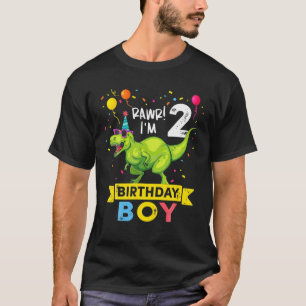 2 Year Old 2Nd Birthday Boy T Rex Dinosaur T-Shirt