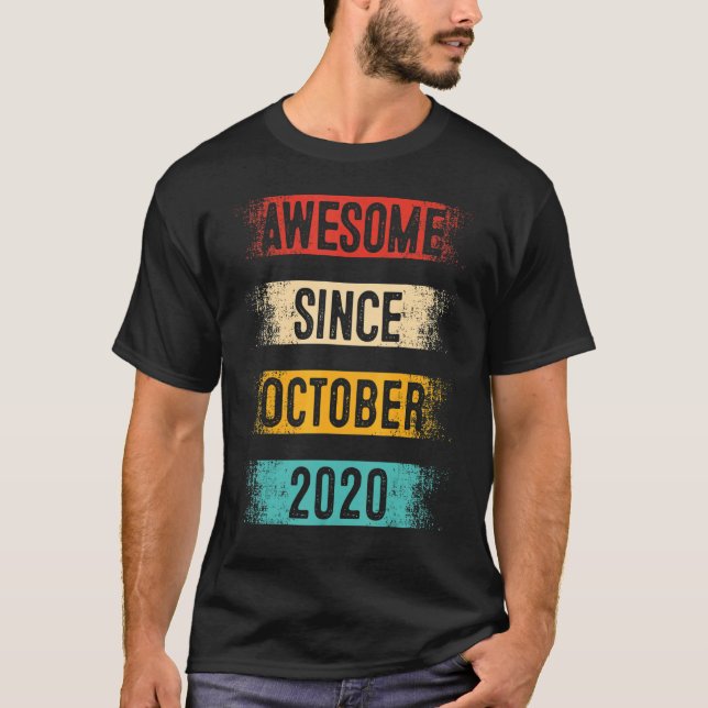 2 Year Old Awesome Since October 2020 2nd Birthday T-Shirt (Front)