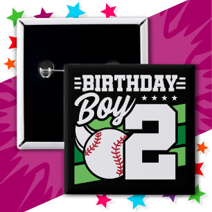 2 Year Old Baseball Party Theme 2nd Birthday Boy 15 Cm Square Badge