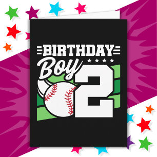 2 Year Old Baseball Party Theme 2nd Birthday Boy Card