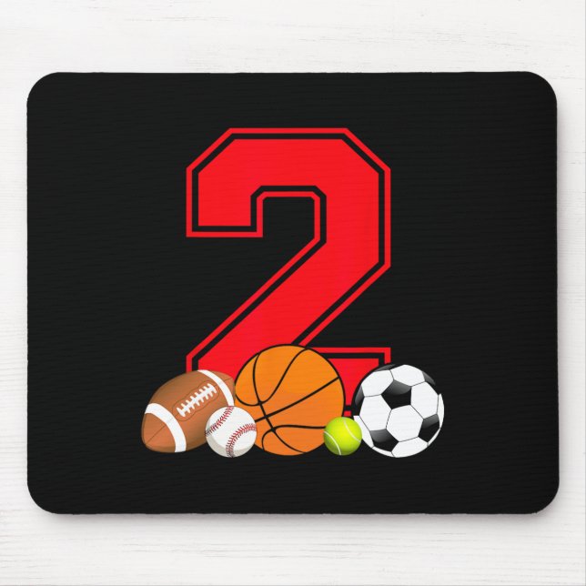 2 Year Old Basketball Football Baseball Soccer Bir Mouse Mat (Front)
