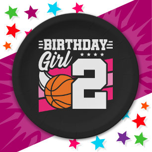 2 Year Old Basketball Party 2nd Birthday Girl Paper Plate