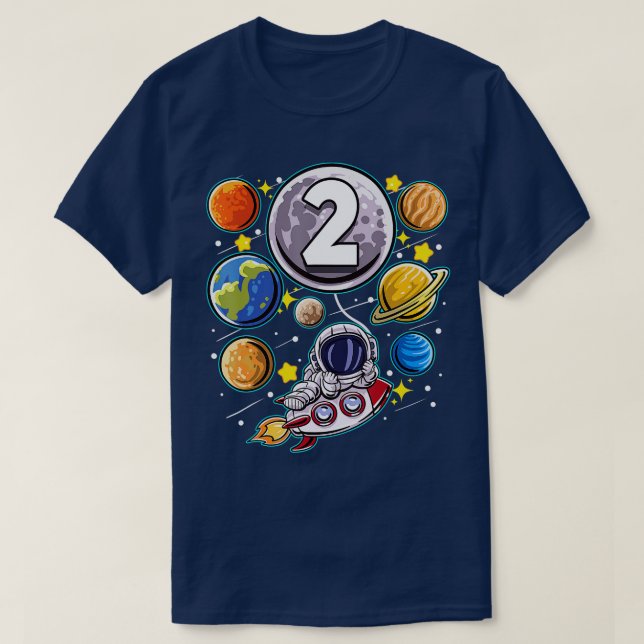 2 Year Old Birthday Astronaut 2nd Space Boy Birthd T-Shirt (Design Front)