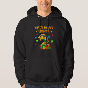 2 Year Old Birthday Boy 2 Building Blocks Bricks Hoodie