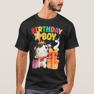 2 Year Old Birthday Boy 2nd Cow Farm Animals Birth T-Shirt
