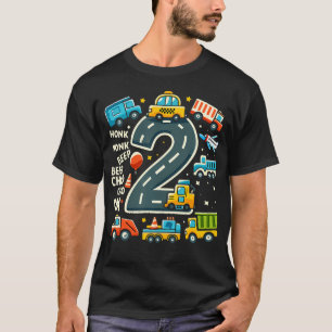 2 Year Old Birthday Boy Truck Car Transportation T-Shirt