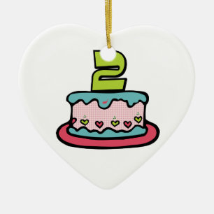 2 Year Old Birthday Cake Ceramic Tree Decoration