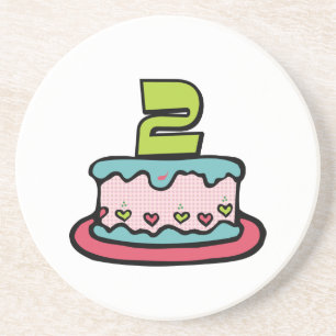 2 Year Old Birthday Cake Coaster