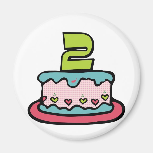 2 Year Old Birthday Cake Magnet (Front)