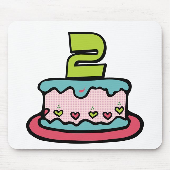 2 Year Old Birthday Cake Mouse Mat (Front)