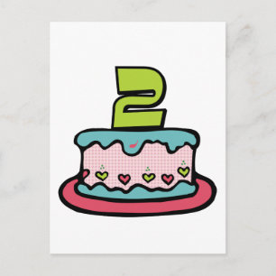 2 Year Old Birthday Cake Postcard