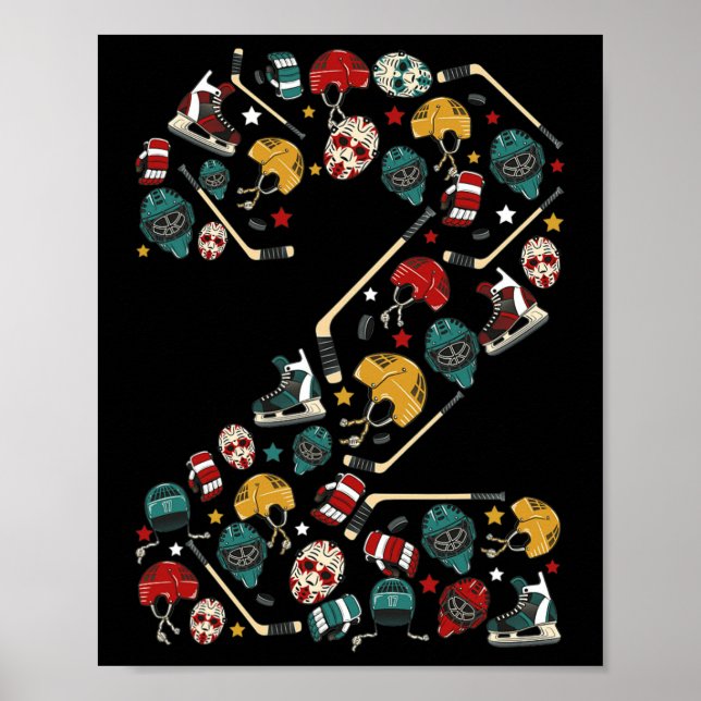 2 Year Old Birthday  Ice Hockey Themed 2nd Bday Te Poster (Front)