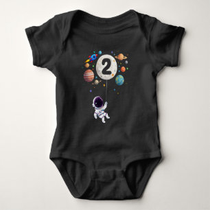 2 Year Old Birthday Planets Astronaut 2nd Birthday Baby Bodysuit