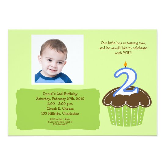 2 Year Old Cupcake Photo Birthday Invite Zazzle Co Uk